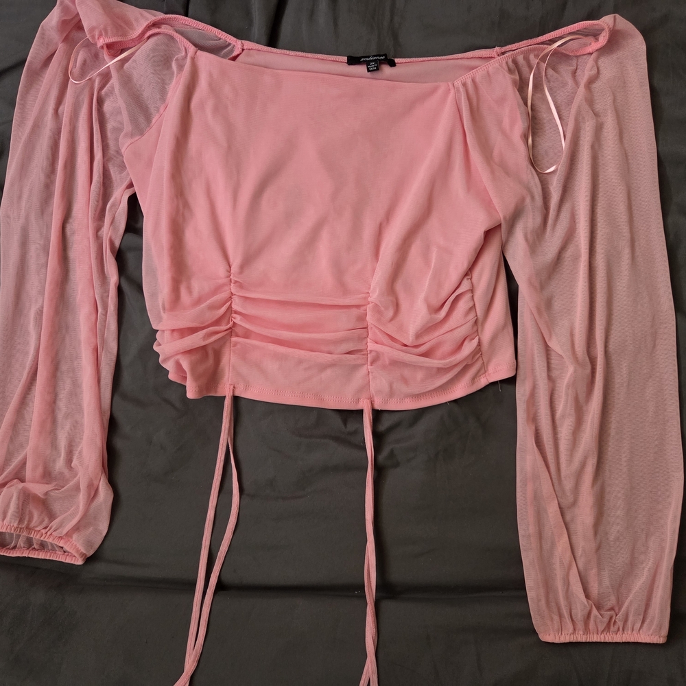 Pink Off-Shoulder Ruched Top